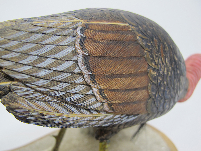 Vintage 1985 Folk Art Wood Carving Wild Turkey Decoy on Base Signed W